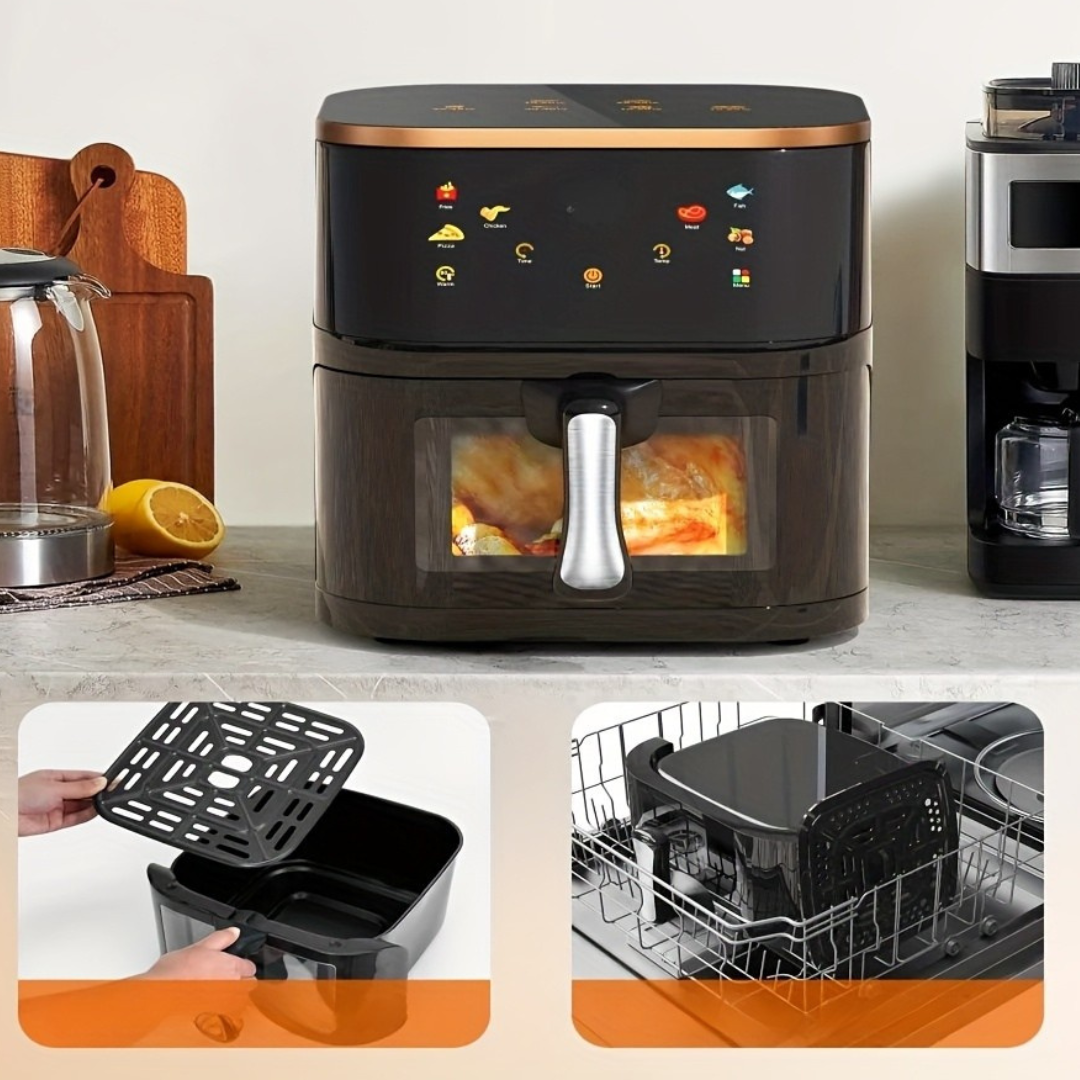Effektiv 10L Digital Airfryer i Rustfrit Stål med Hurtig Opvarmning