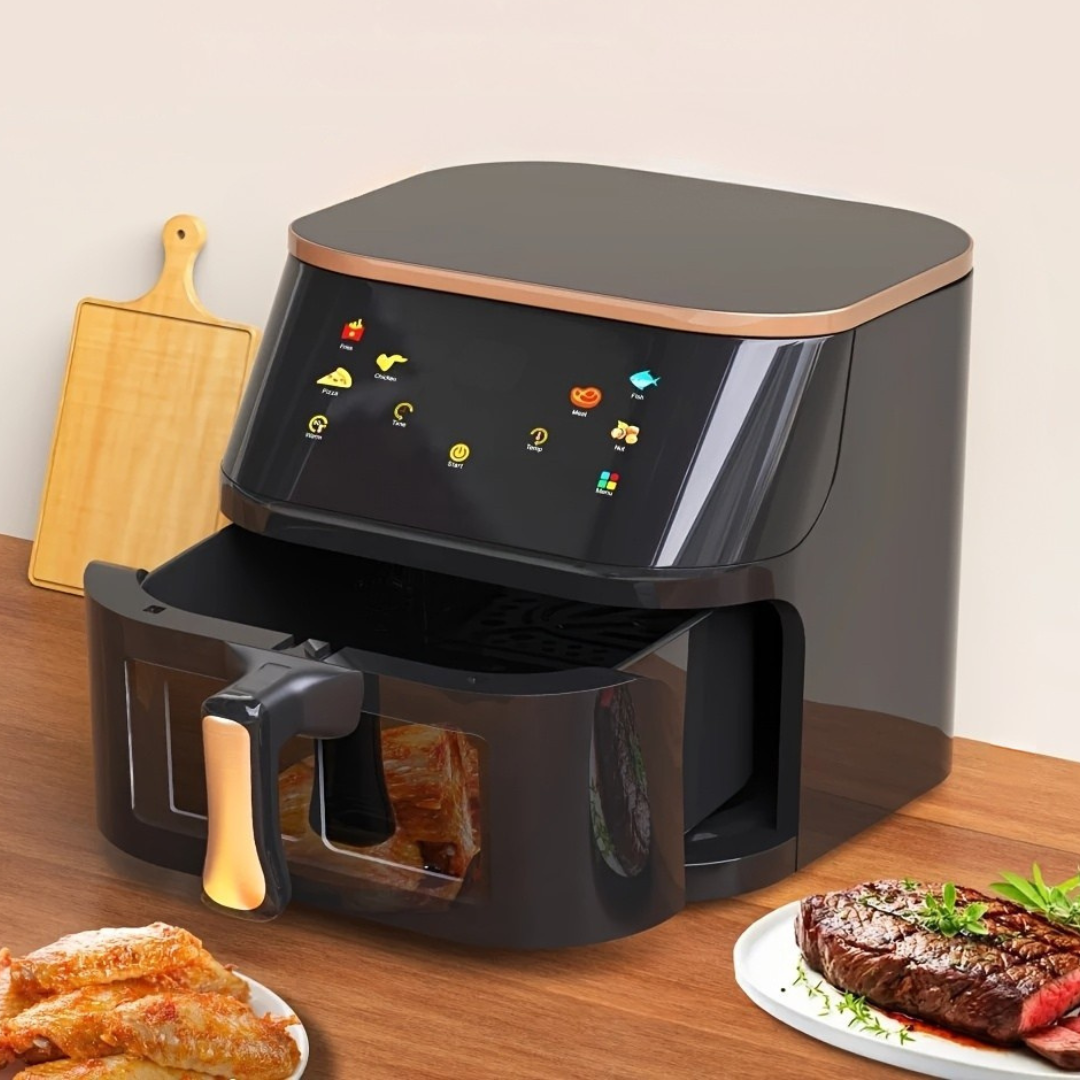 Effektiv 10L Digital Airfryer i Rustfrit Stål med Hurtig Opvarmning