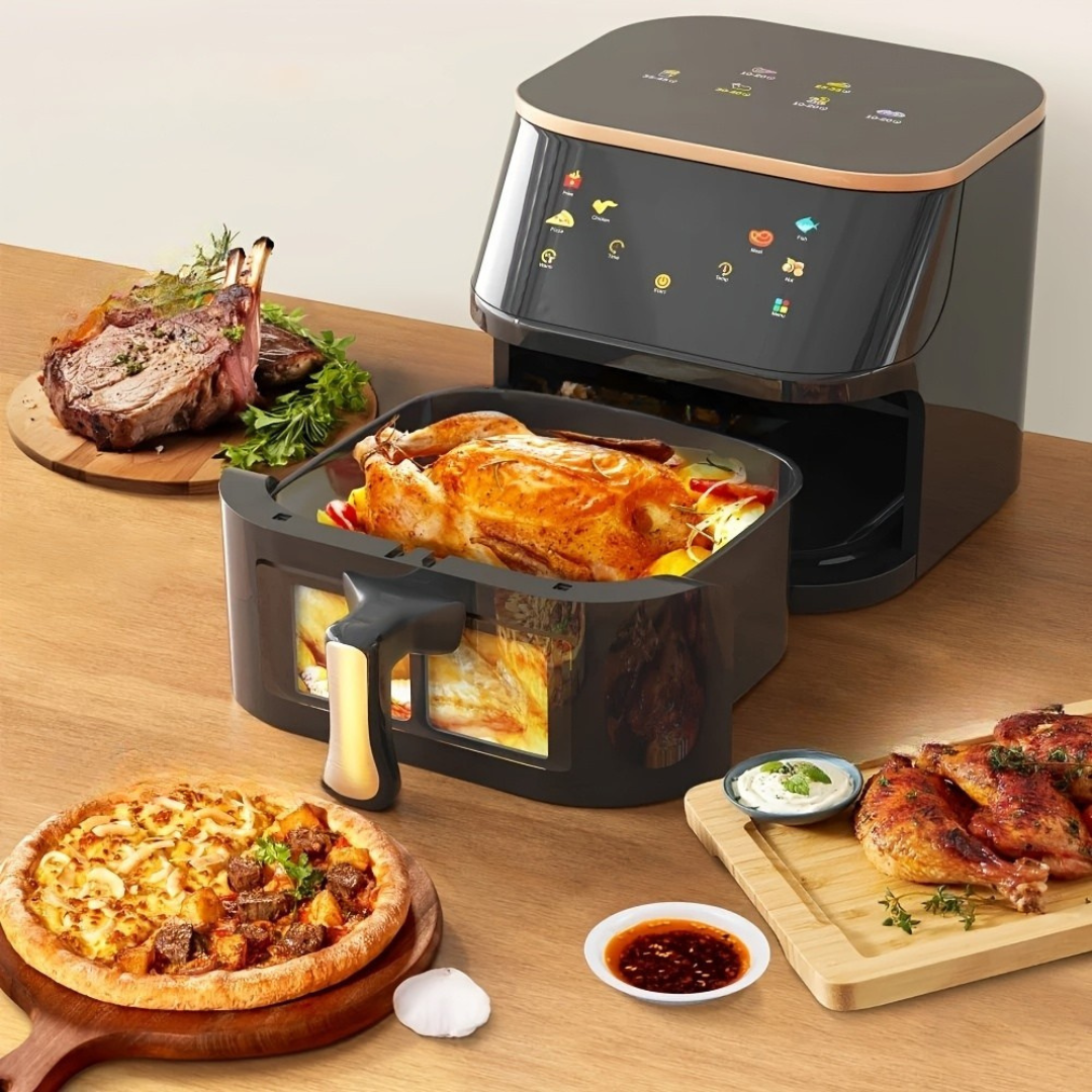 Effektiv 10L Digital Airfryer i Rustfrit Stål med Hurtig Opvarmning