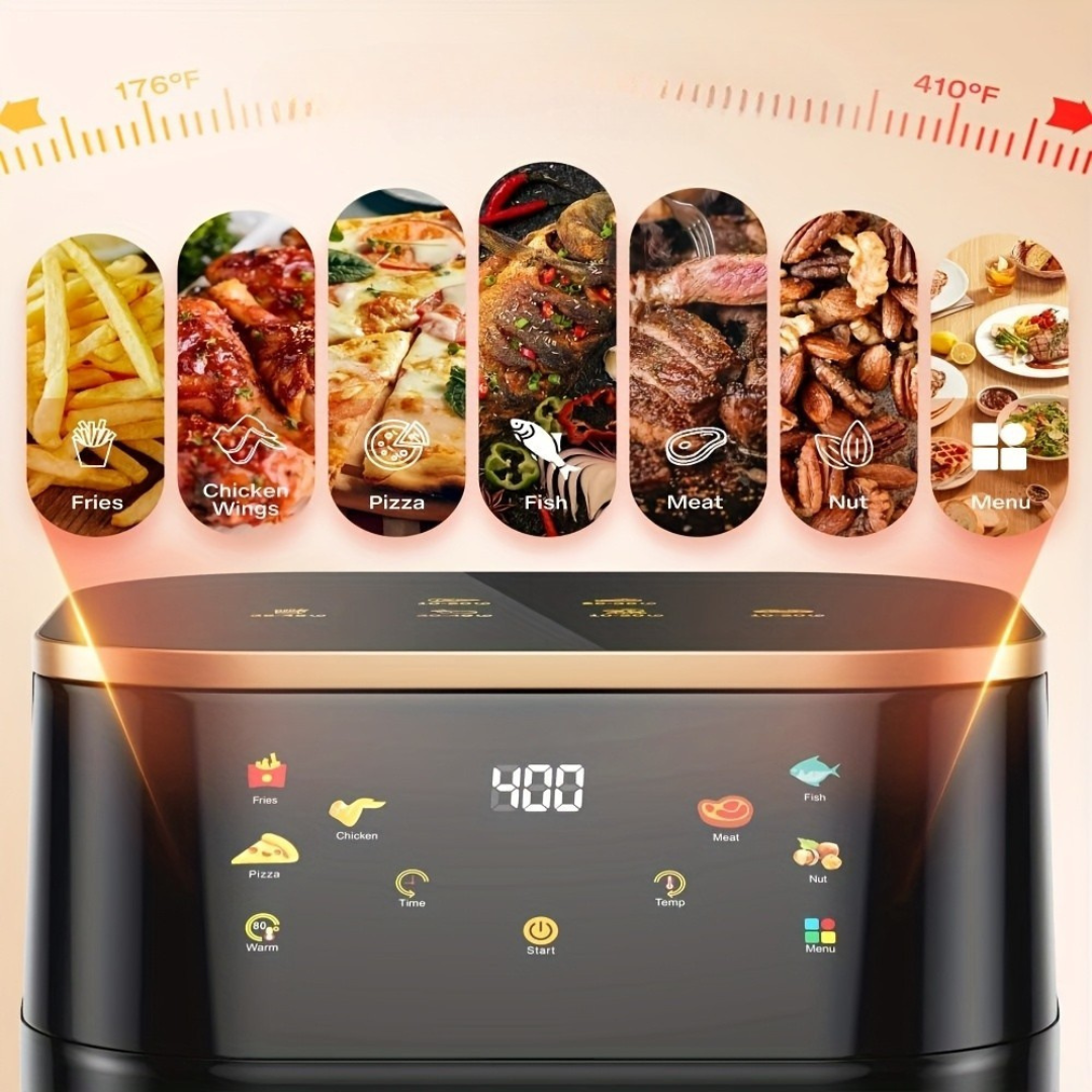 Effektiv 10L Digital Airfryer i Rustfrit Stål med Hurtig Opvarmning
