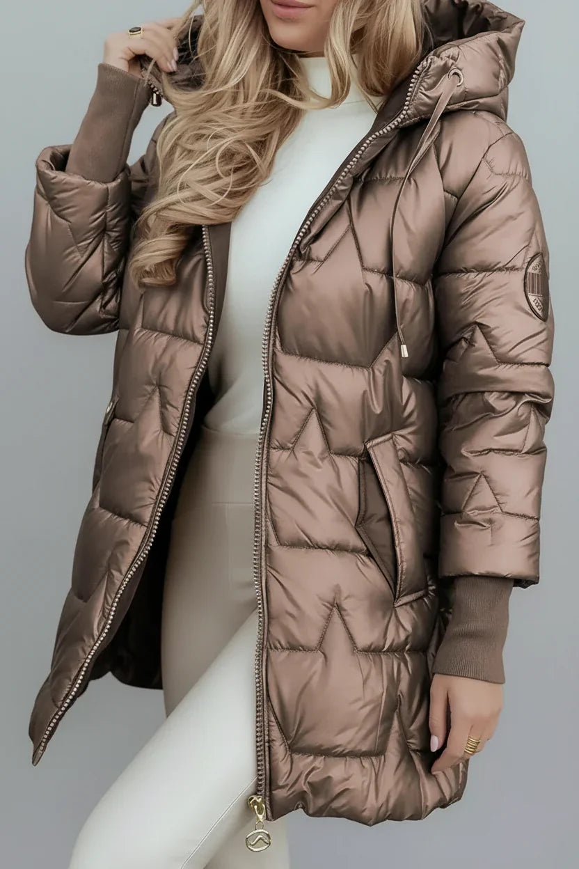 Lina | Chaqueta larga y cálida acolchada con capucha generosa