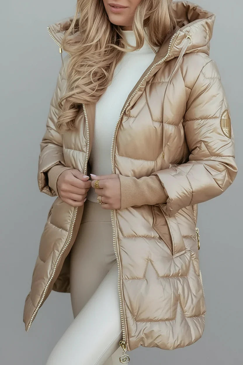 Lina | Chaqueta larga y cálida acolchada con capucha generosa