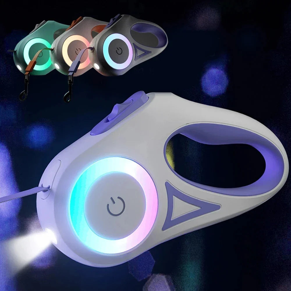 Luxe LED einziehbare Hundeleine | Sicher und sichtbar bei Nachtwanderungen