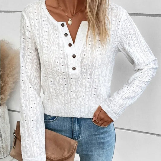 Elegante V-hals Trui met Knoopdetails