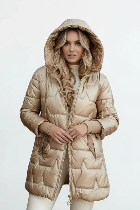 Lina | Chaqueta larga y cálida acolchada con capucha generosa