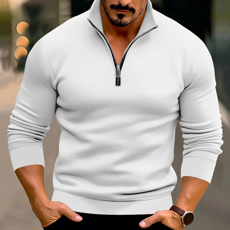 Heren Casual Zip Sweater met Opstaande Kraag