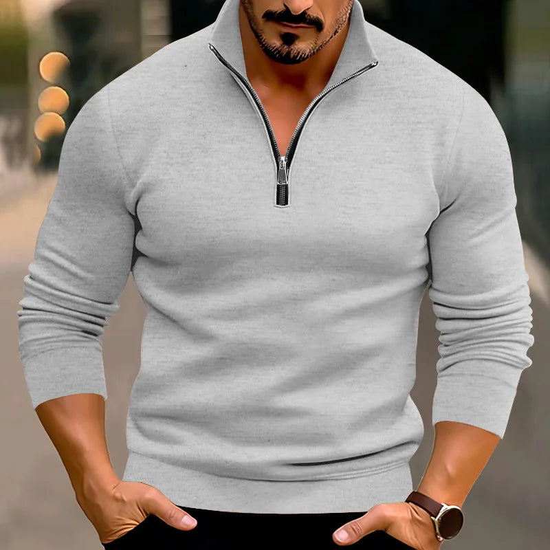Heren Casual Zip Sweater met Opstaande Kraag