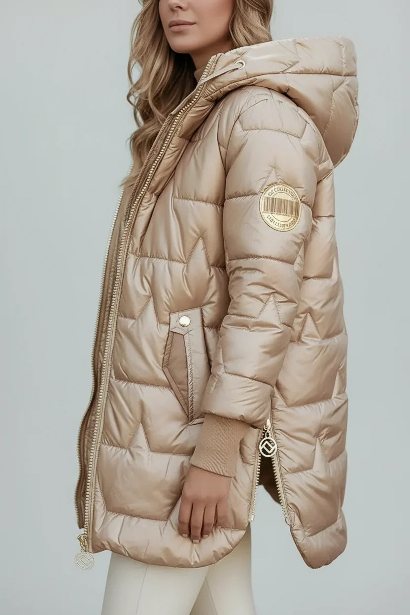 Lina | Chaqueta larga y cálida acolchada con capucha generosa