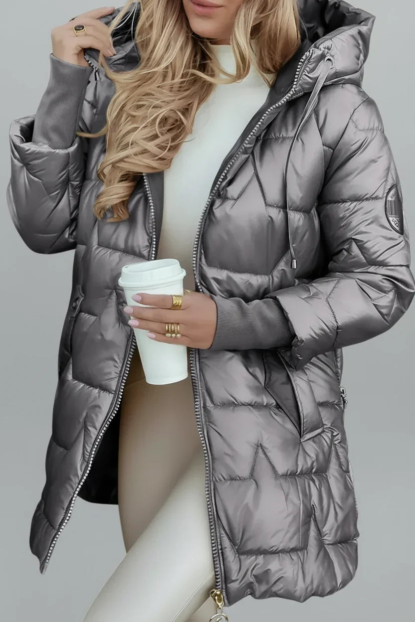 Lina | Chaqueta larga y cálida acolchada con capucha generosa