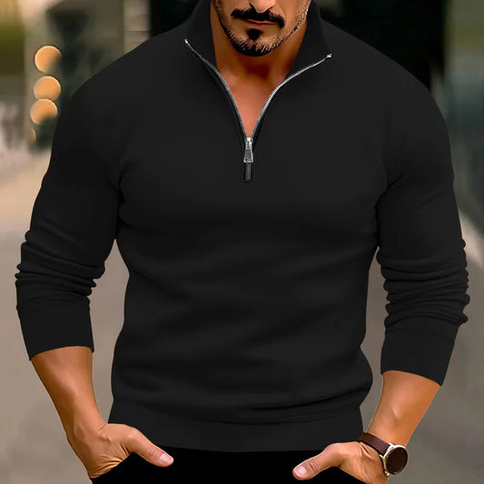 Heren Casual Zip Sweater met Opstaande Kraag