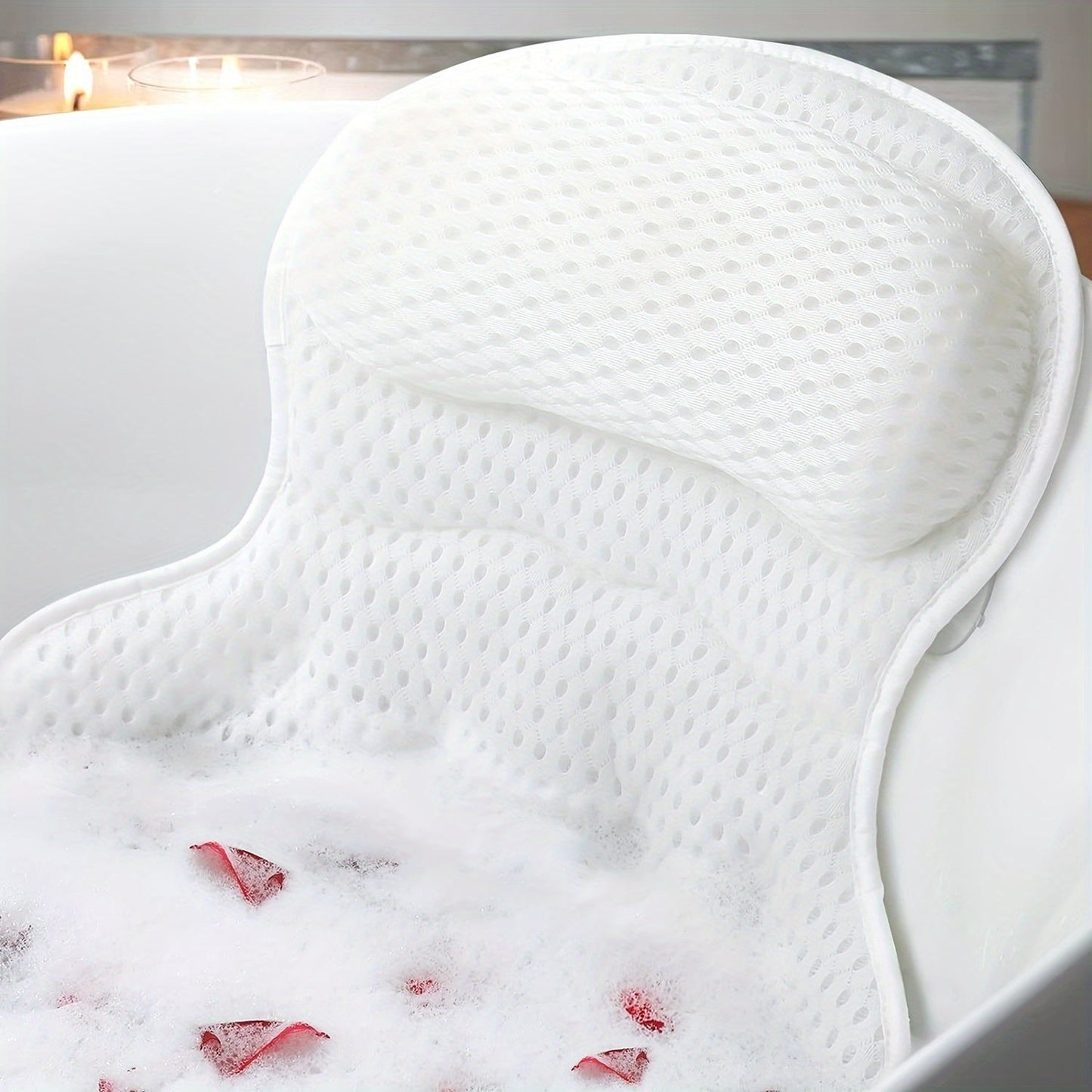 Ergonomisk badkudde – nack- och ryggstöd, halkfri, snabbtorkande spa-tillbehör