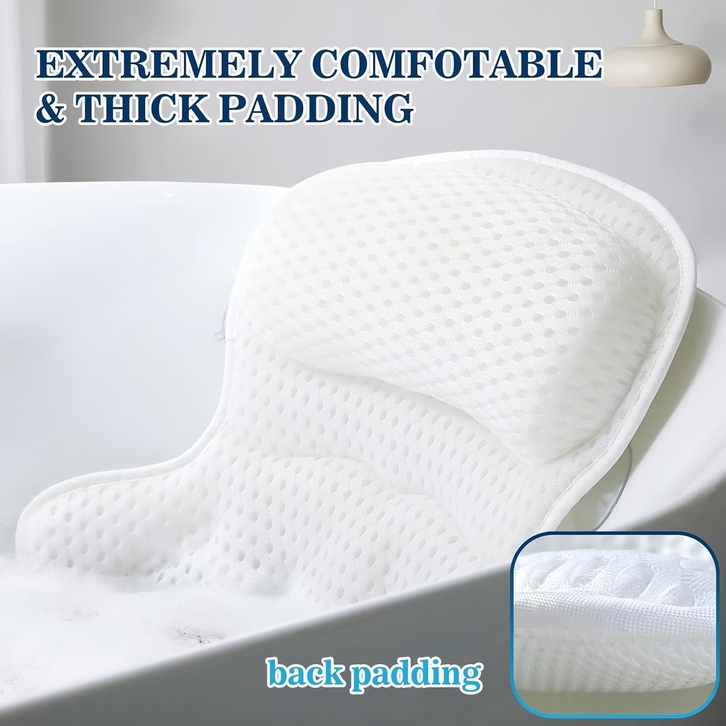 Ergonomisk badkudde – nack- och ryggstöd, halkfri, snabbtorkande spa-tillbehör