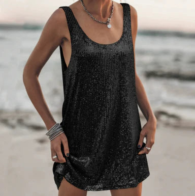 Black Sequin Mini Dress for Women | New Year