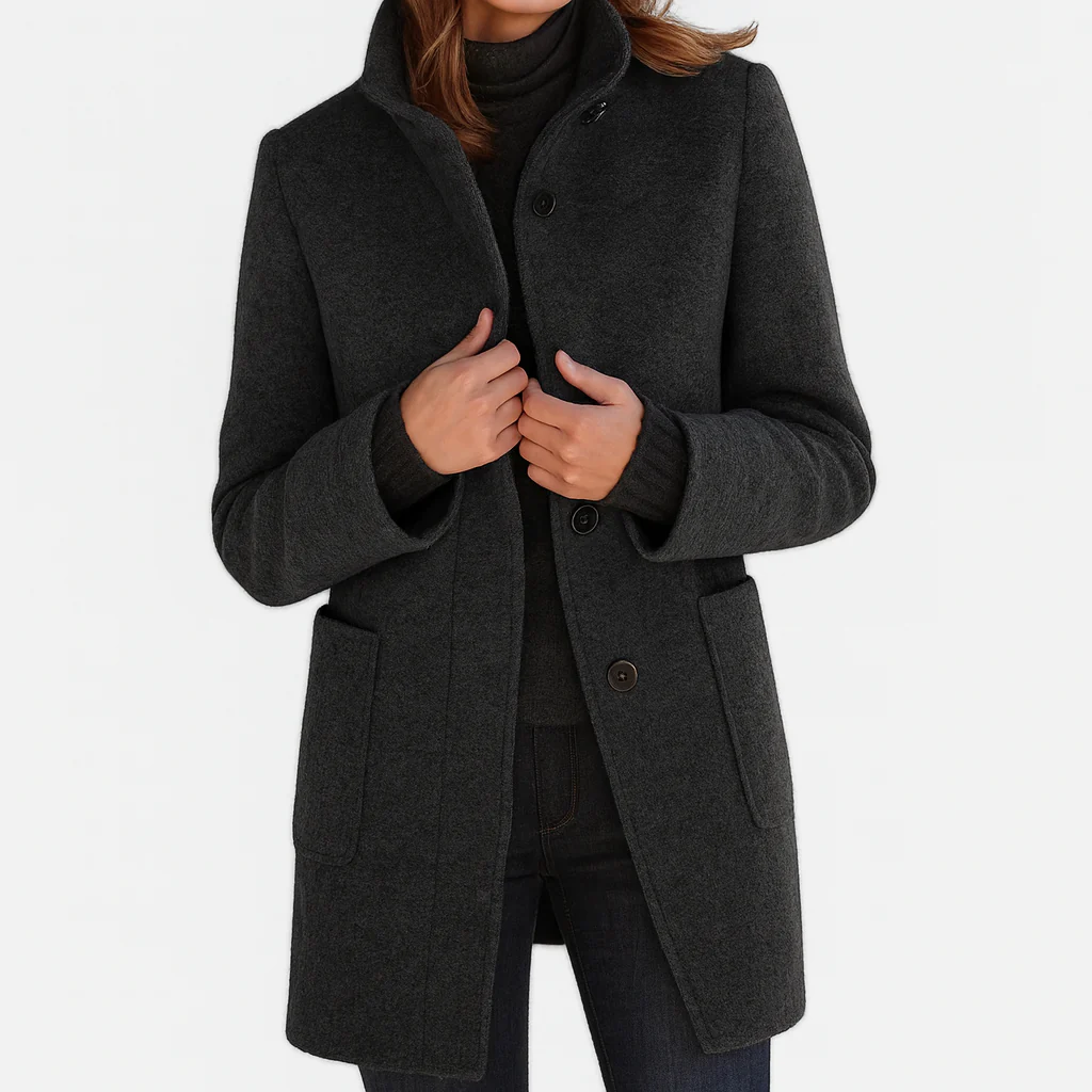 Elara Jacke | Bequemer Damenmantel mit hohem Kragen