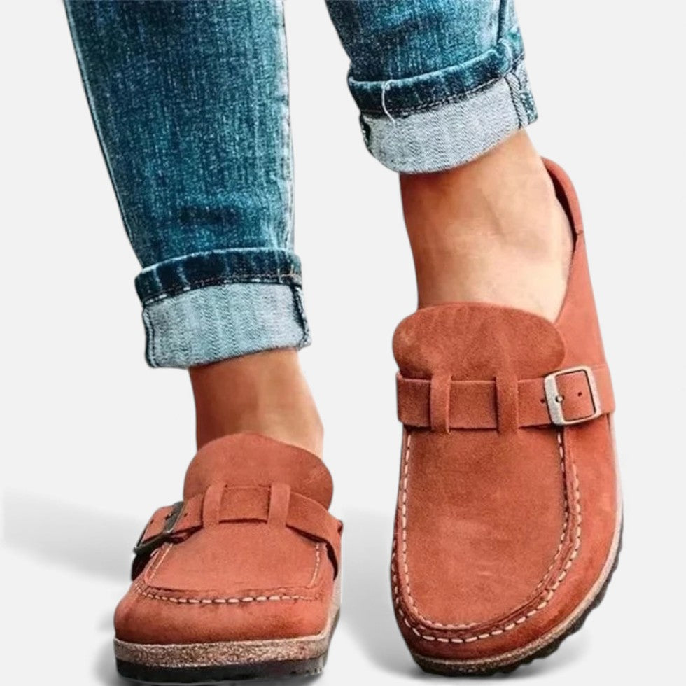 Kvinders Suede Loafers med Spænde