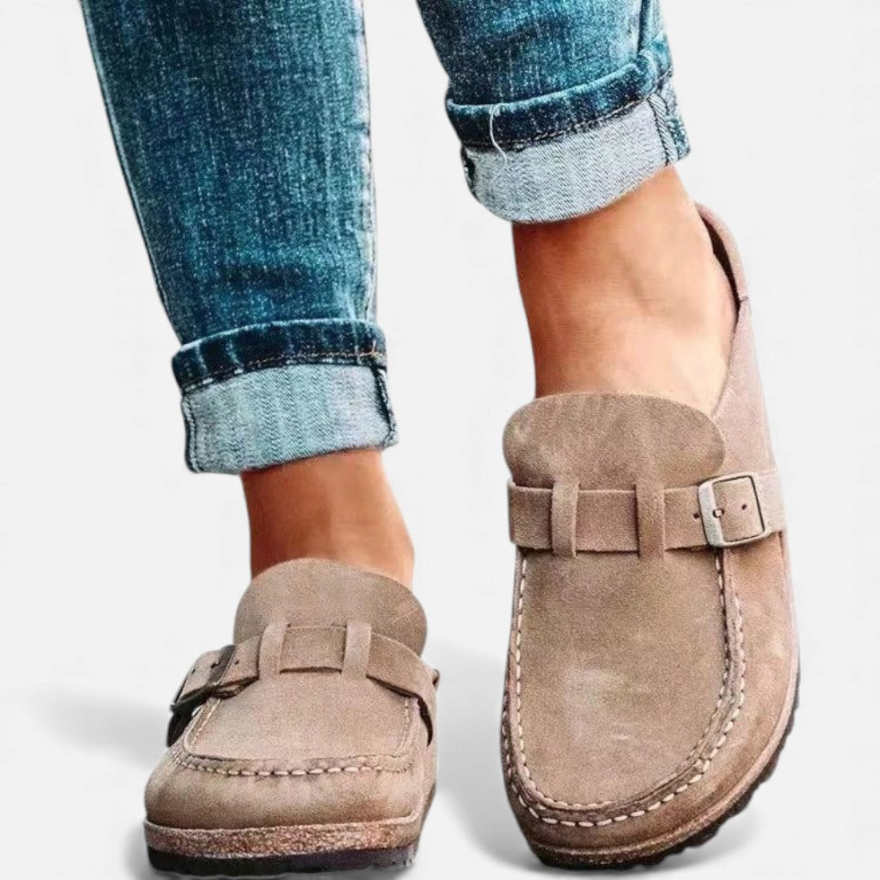 Kvinders Suede Loafers med Spænde