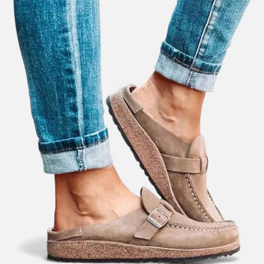 Kvinders Suede Loafers med Spænde