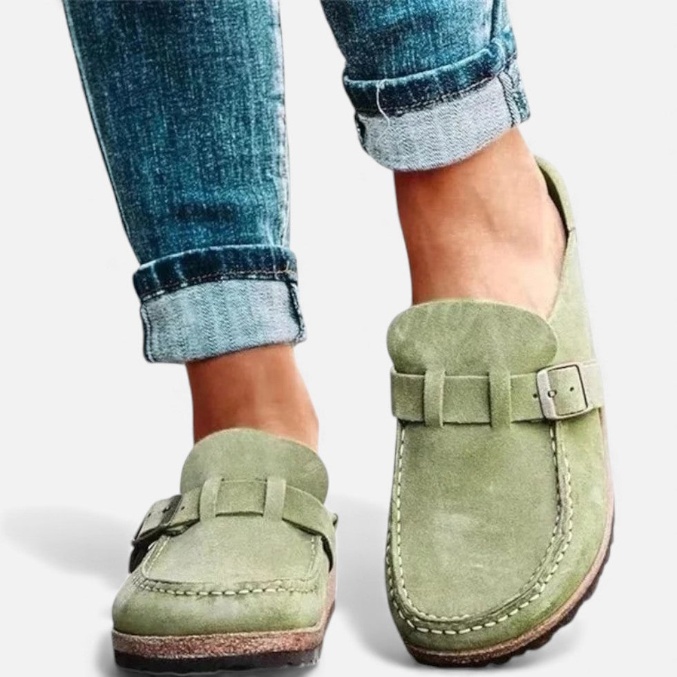 Kvinders Suede Loafers med Spænde