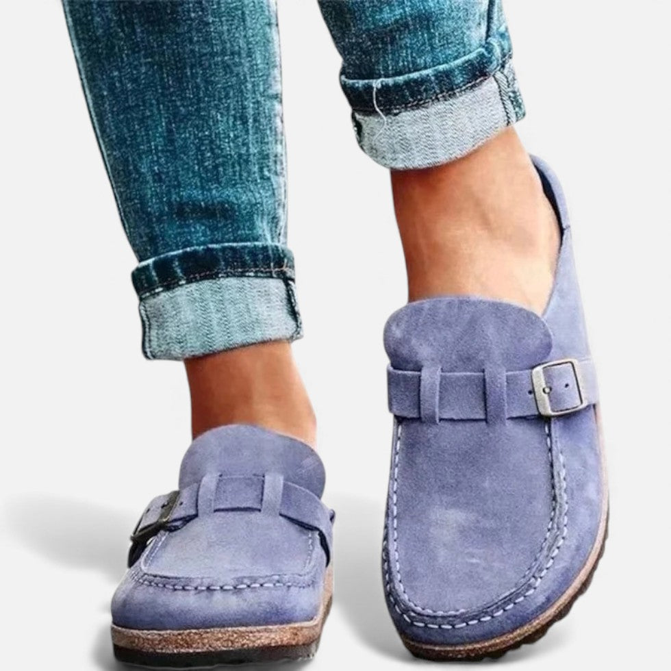 Kvinders Suede Loafers med Spænde