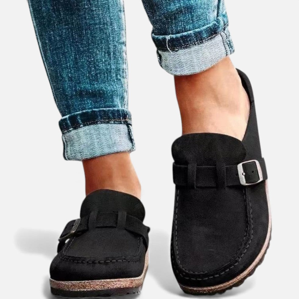 Kvinders Suede Loafers med Spænde
