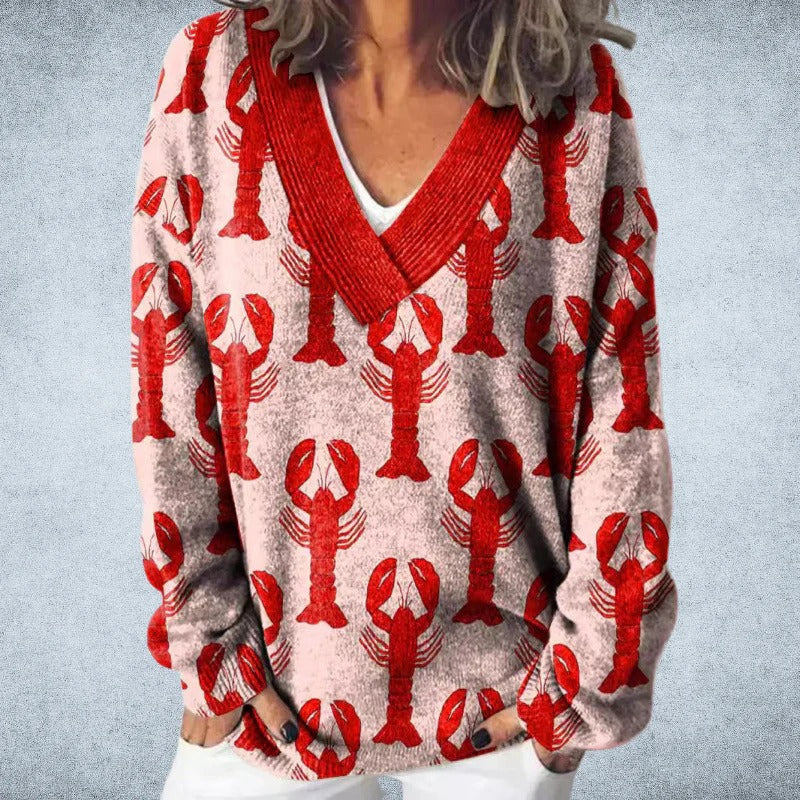 Pryselora - Pull Vintage Imprimé – Style Audacieux et Confort Quotidien
