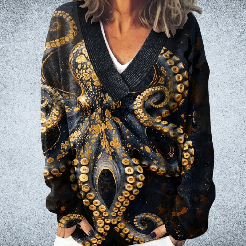 Pryselora - Pull Vintage Imprimé – Style Audacieux et Confort Quotidien