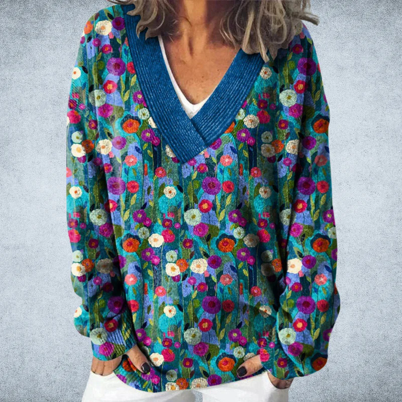 Pryselora - Pull Vintage Imprimé – Style Audacieux et Confort Quotidien