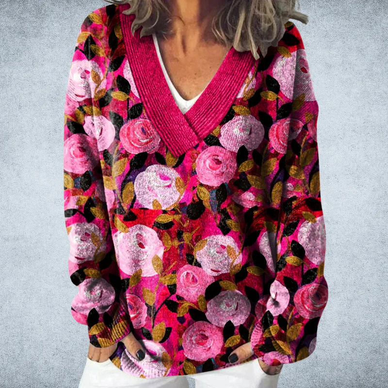 Pryselora - Pull Vintage Imprimé – Style Audacieux et Confort Quotidien