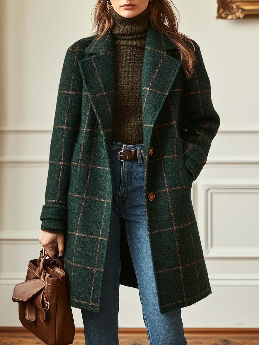 Raivi | Eleganter Wollmantel im Karomuster