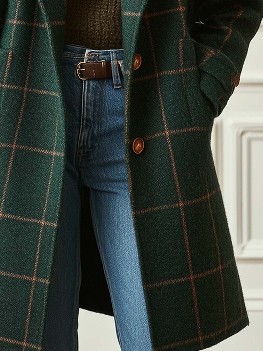 Raivi | Eleganter Wollmantel im Karomuster