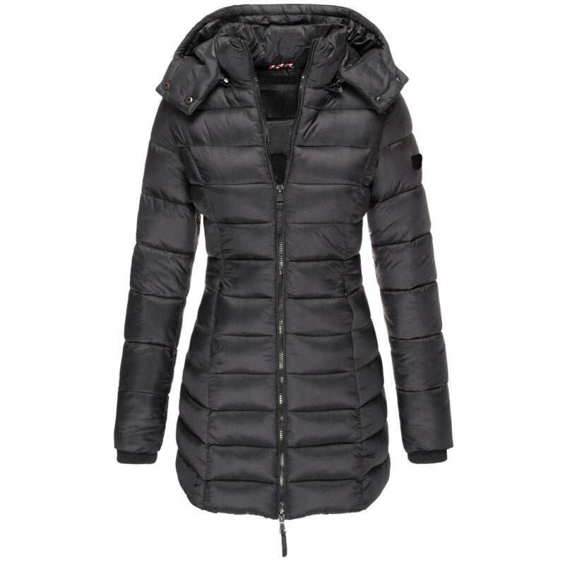 Ladies Parka with Hood and Down Filling - Elena-Black-S-Nora Luxe