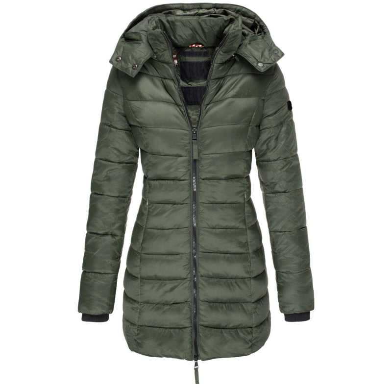 Ladies Parka with Hood and Down Filling - Elena-Green-S-Nora Luxe