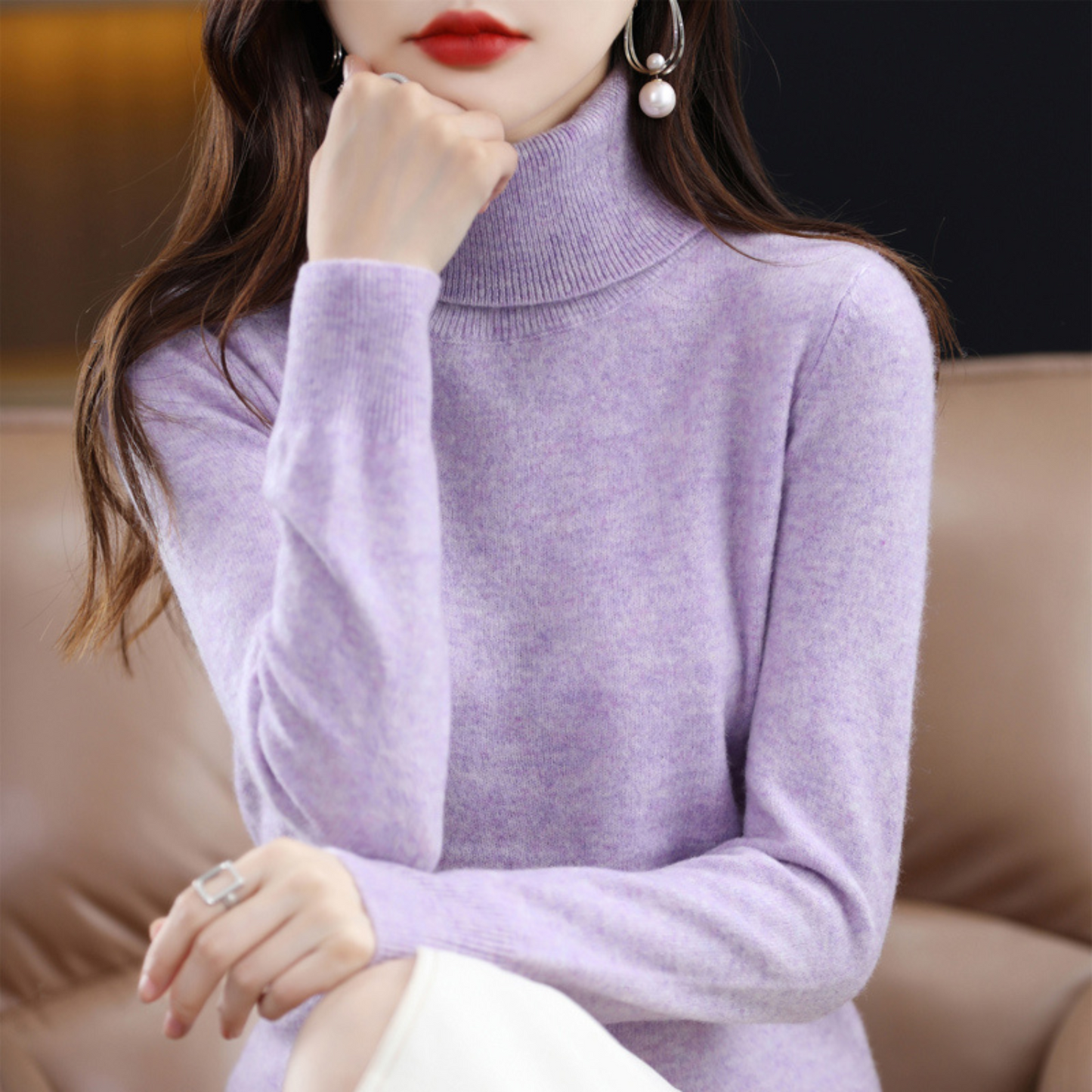 Pull col roulé chaud pour femme | Décontracté