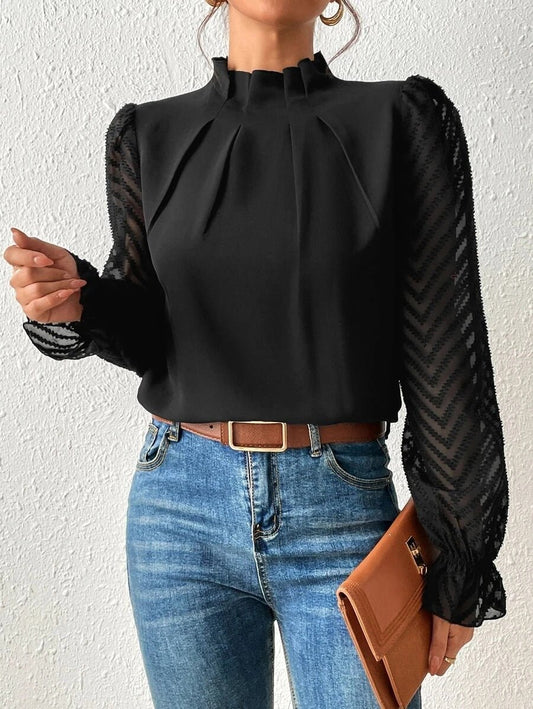 Nathalie | Elegant bluse med plisserede ærmer