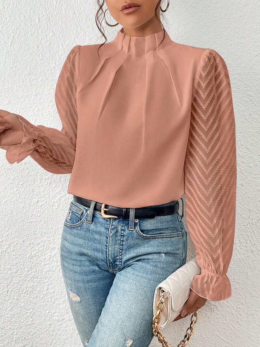 Nathalie | Elegant bluse med plisserede ærmer