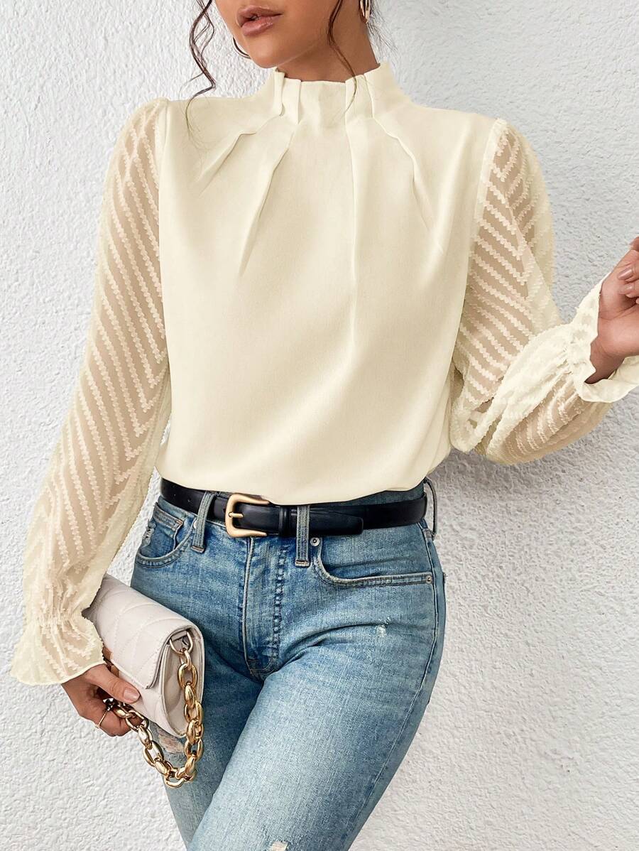 Nathalie | Elegant bluse med plisserede ærmer