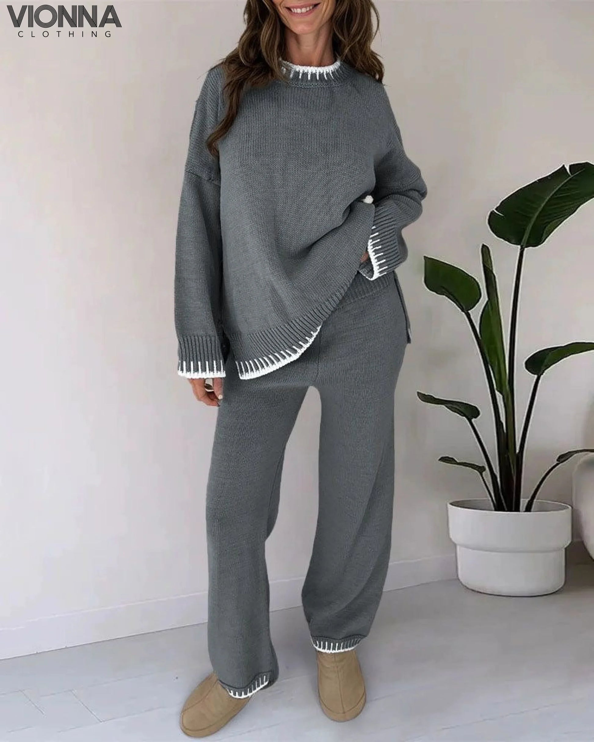 Charlotte - Pull en maille avec ensemble de salon
