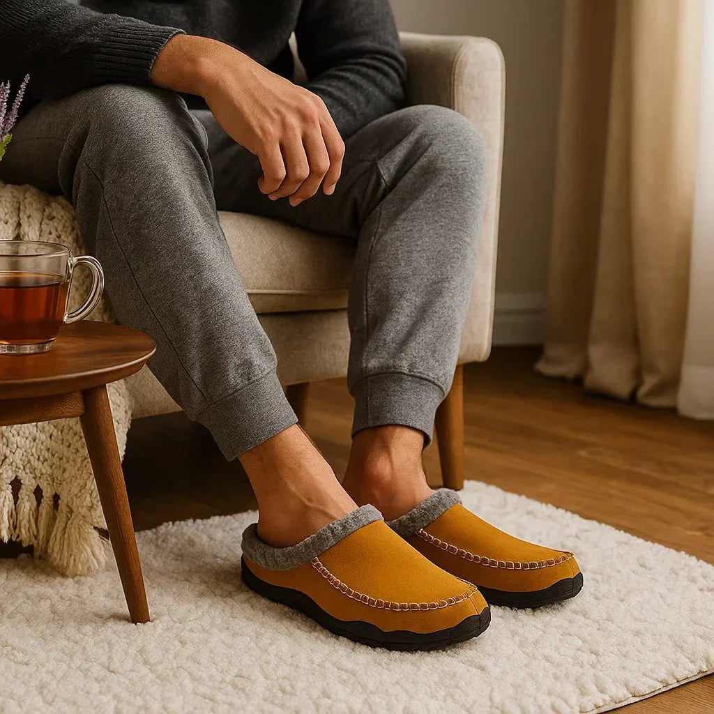 Men's Luxe Slippers - Warmth - Comfort - Plush Lining - Slip-On