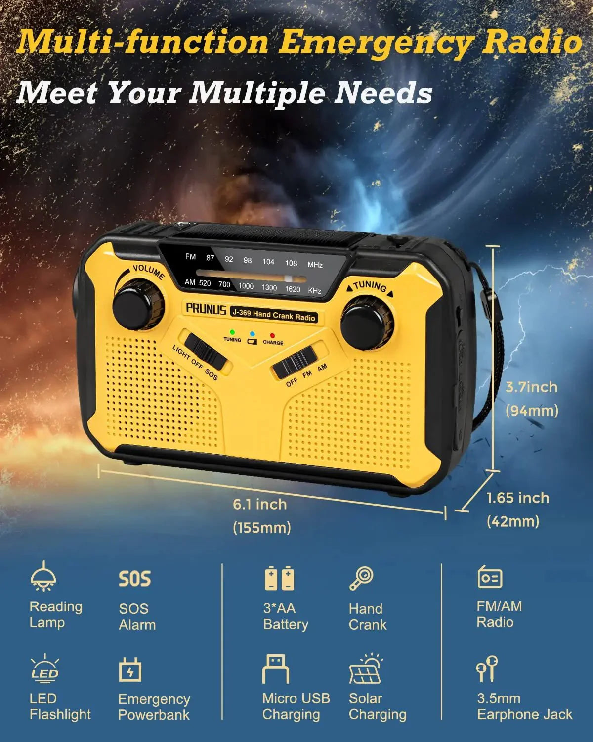 Monitoiminen hätäradio latausvaihtoehdoilla - SafeSignal - EmiyoSuomi - Leirintäalue