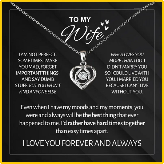 To My Wife - Forever & Always Heart Necklace Gift