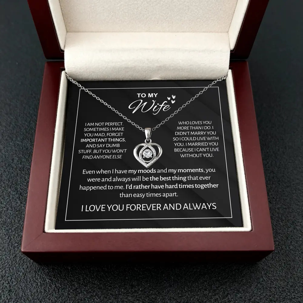 To My Wife - Forever & Always Heart Necklace Gift