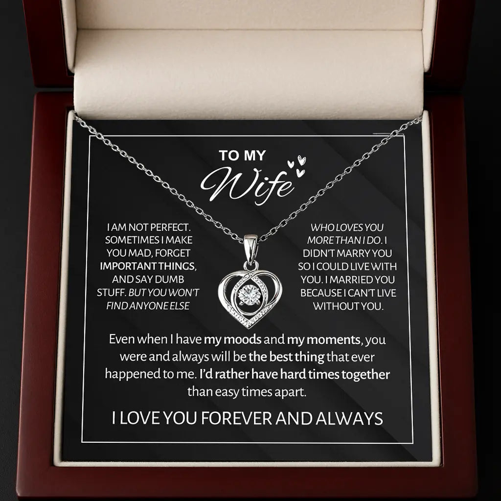 To My Wife - Forever & Always Heart Necklace Gift