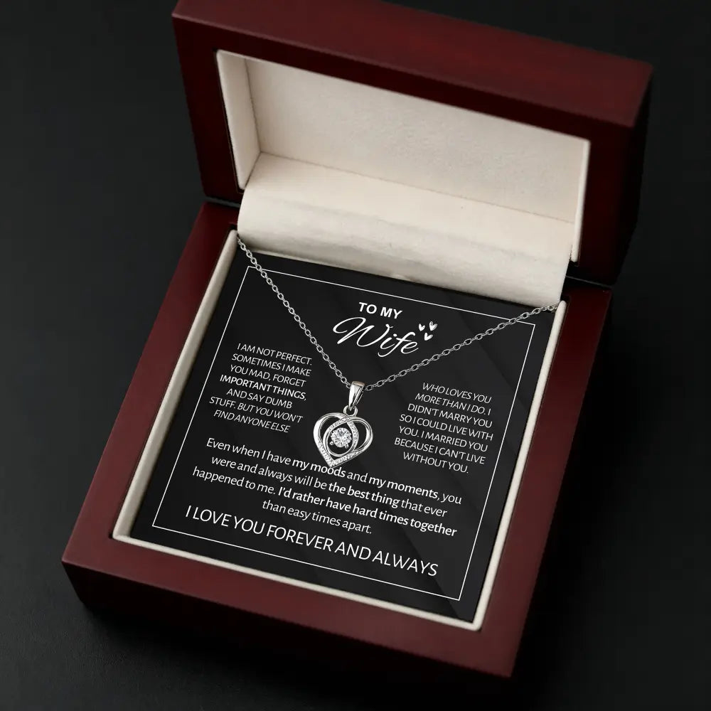 To My Wife - Forever & Always Heart Necklace Gift