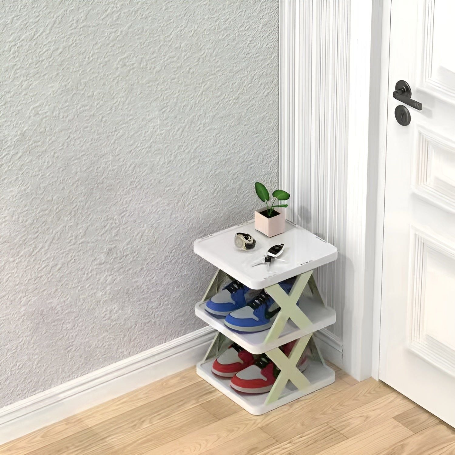 Multifunctional and Foldable Shoe Rack - SpaceSaver-Green-3-State of Style