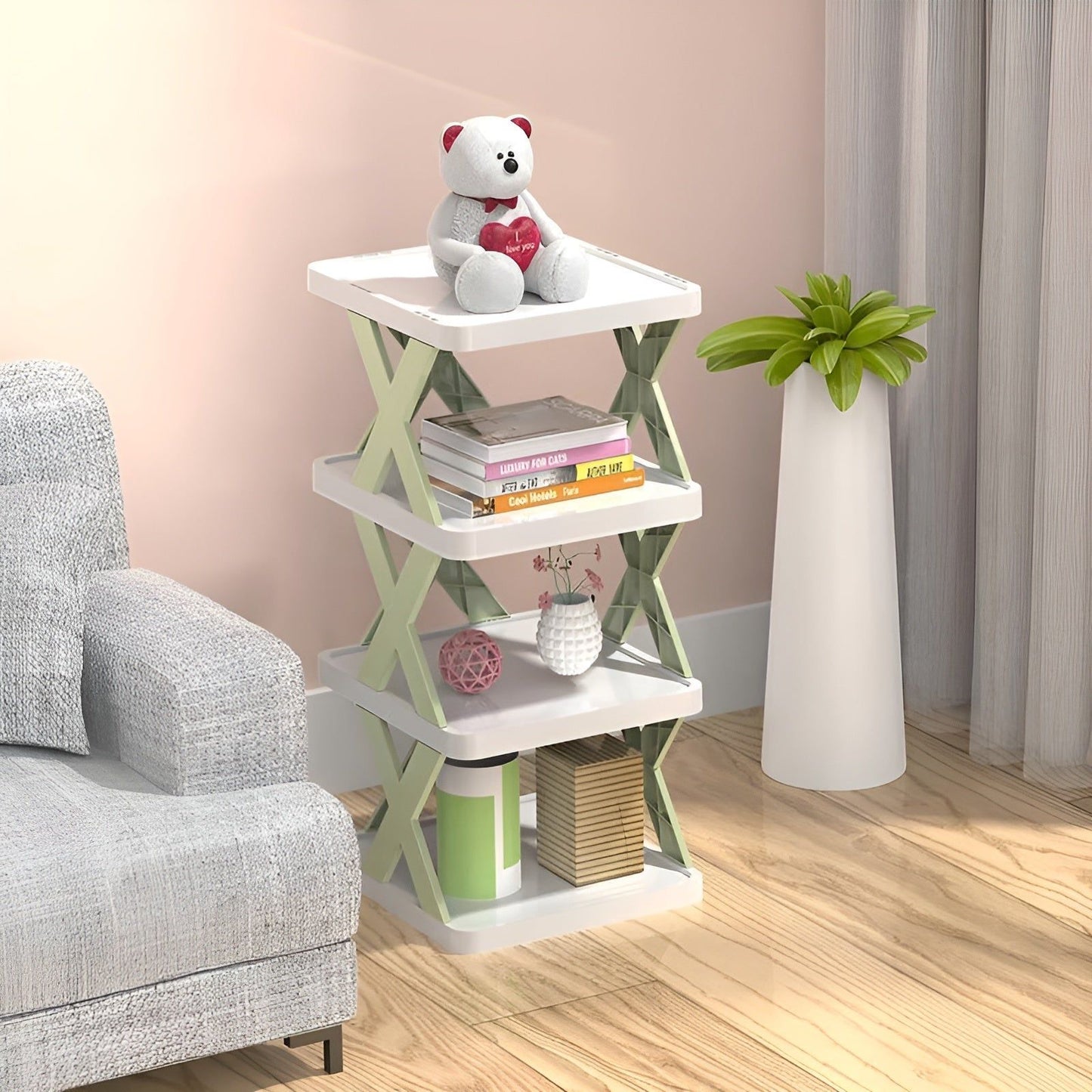 Multifunctional and Foldable Shoe Rack - SpaceSaver-Green-4-State of Style