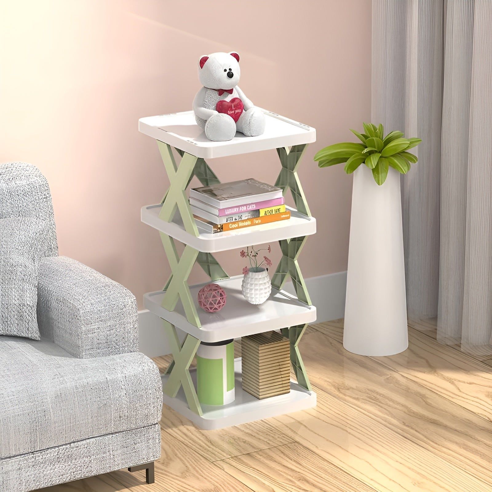 Multifunctional and Foldable Shoe Rack - SpaceSaver-Green-4-State of Style