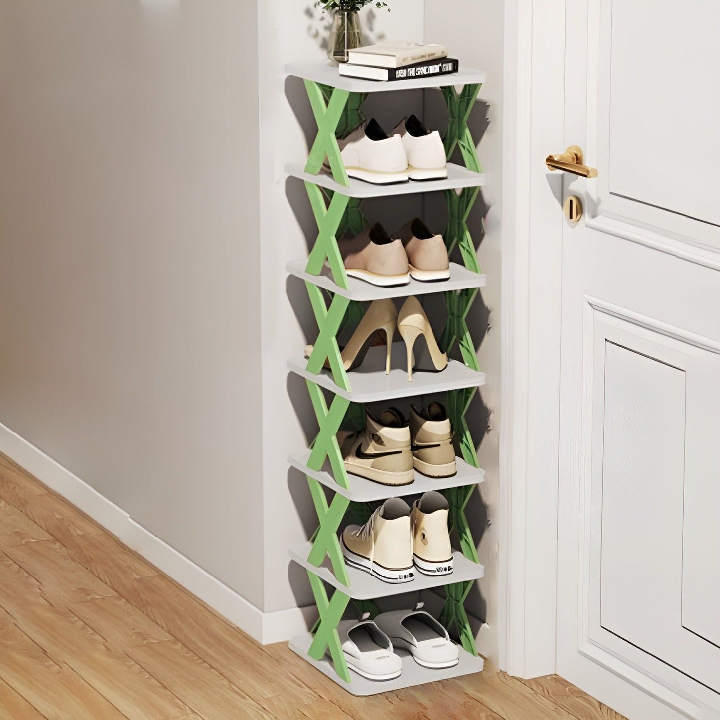 Multifunctional and Foldable Shoe Rack - SpaceSaver-Green-7-State of Style