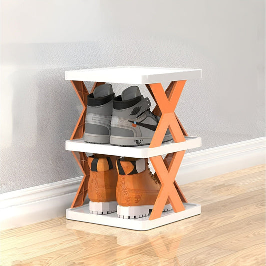 Multifunctional and Foldable Shoe Rack - SpaceSaver-Orange-3-State of Style