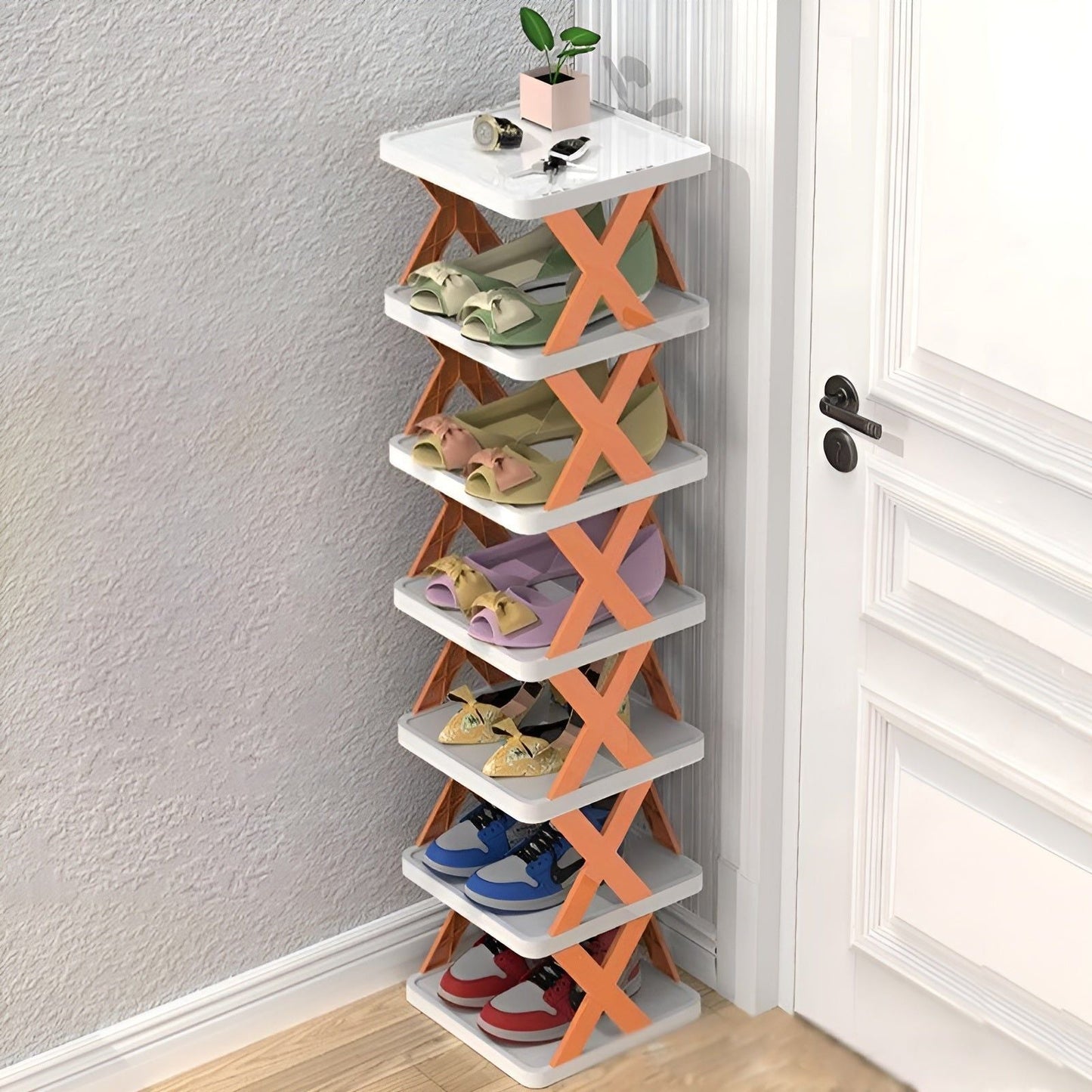 Multifunctional and Foldable Shoe Rack - SpaceSaver-Orange-7-State of Style