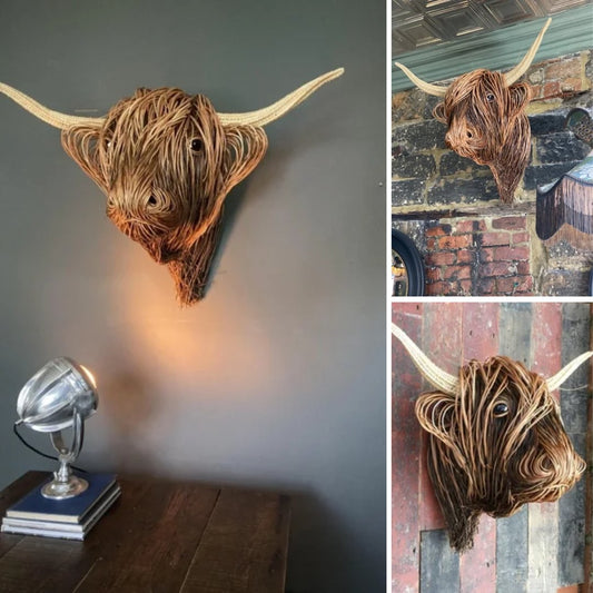 Royelux Plateau Kuh Handmade Wandskulptur - Einzigartige Hochlandkuh Dekoration